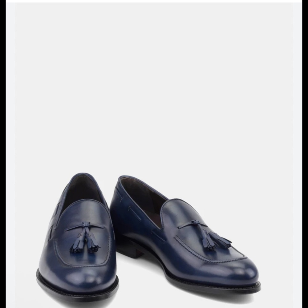 Louis Leeman Elegant Navy Tassel Loafers for Men size 40